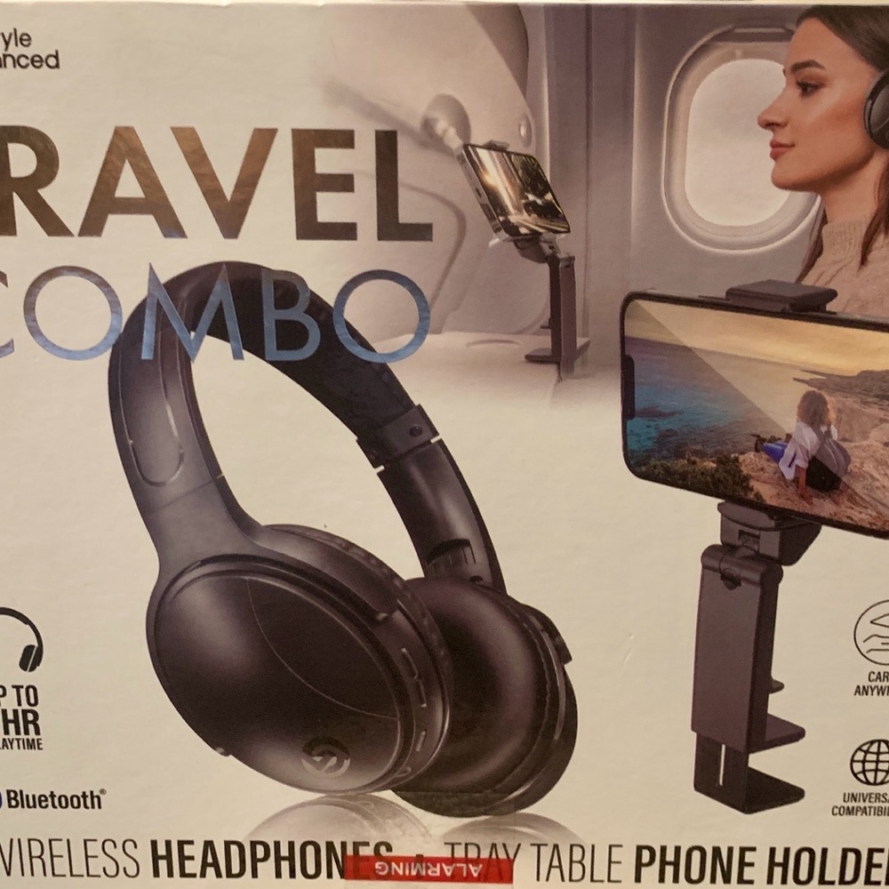 Lifestyle advanced travel combo wireless headphones with phone holder